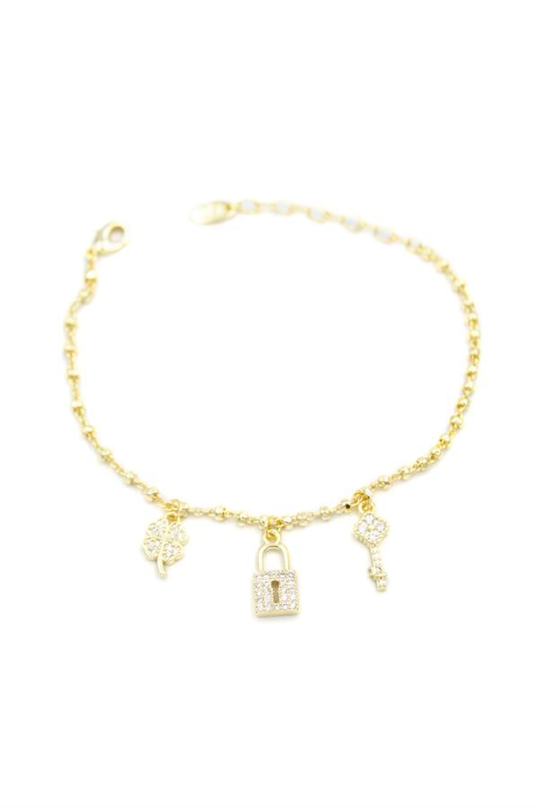 Kilit Charm Bileklik - Altın