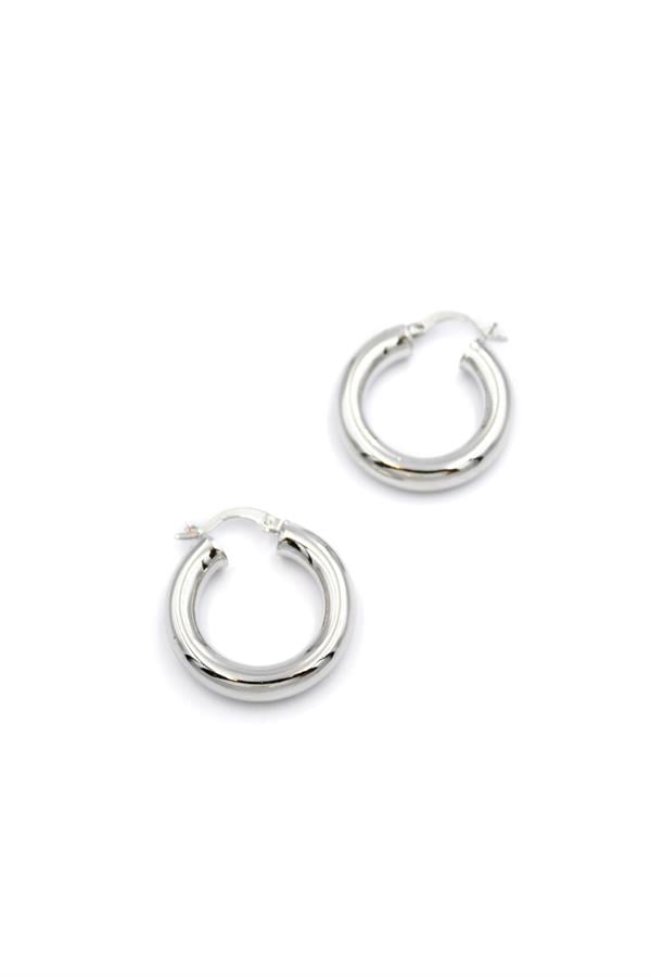 Orta Boy Halka Küpe - Gümüş