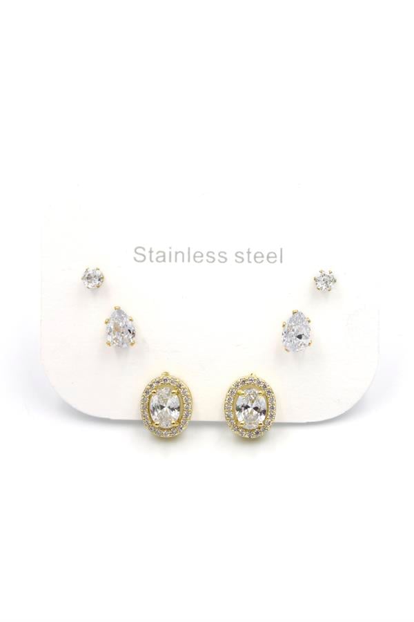 Çoklu Taşlı Küpe - Altın