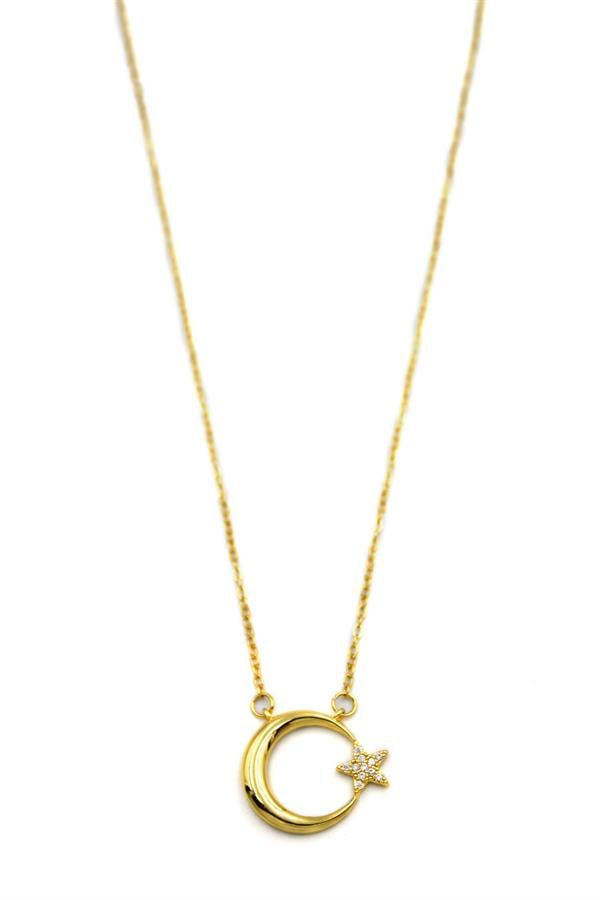Ay Yıldız Kolye - Altın