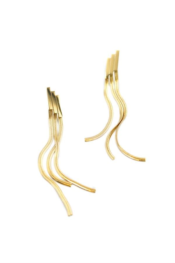 İtalyan Zincir Sallantılı Küpe - Altın