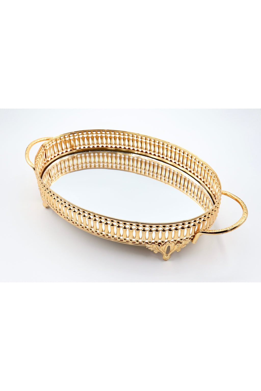 Metal Aynalı Oval Tepsi (28*20)