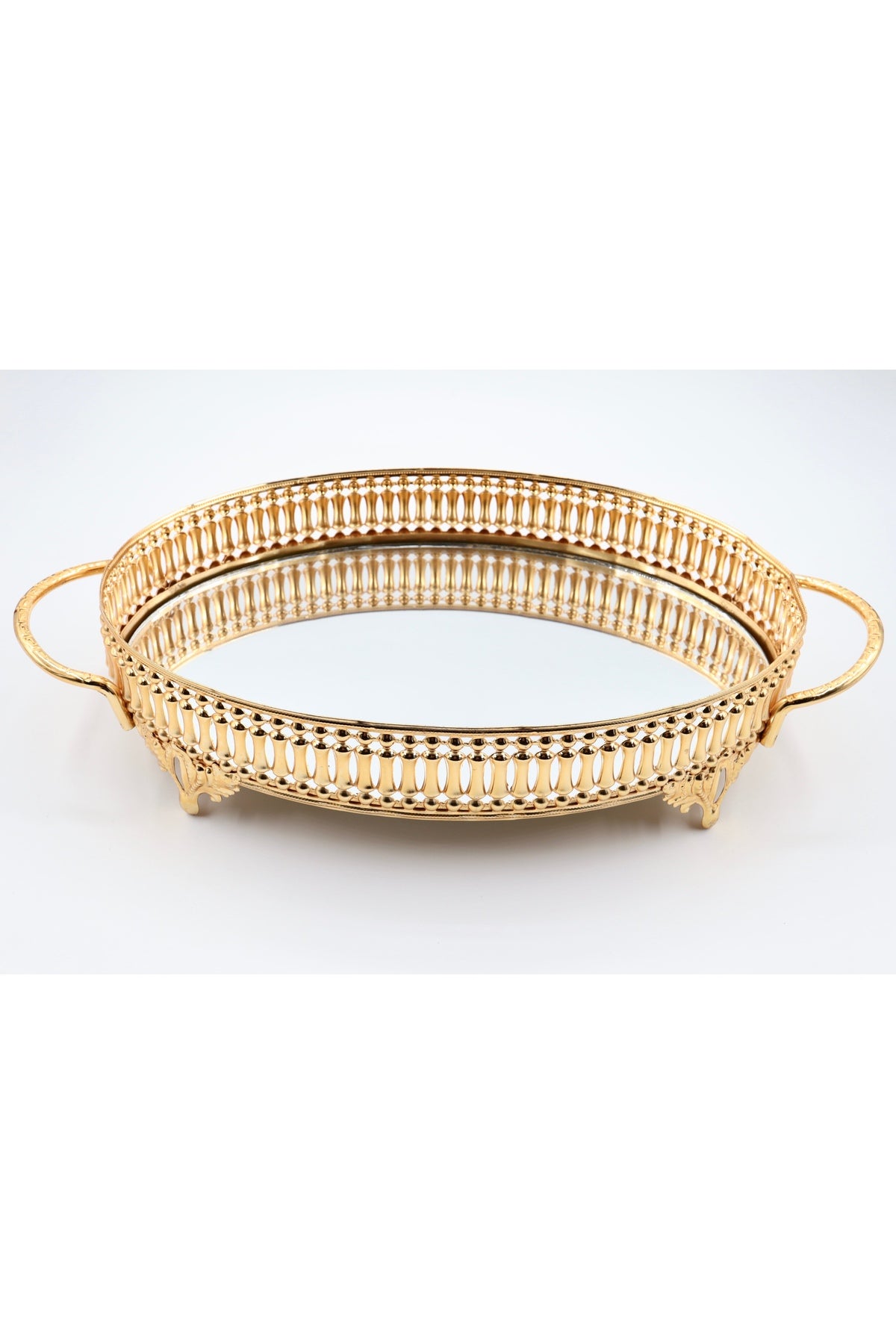 Metal Aynalı Oval Tepsi (28*20)