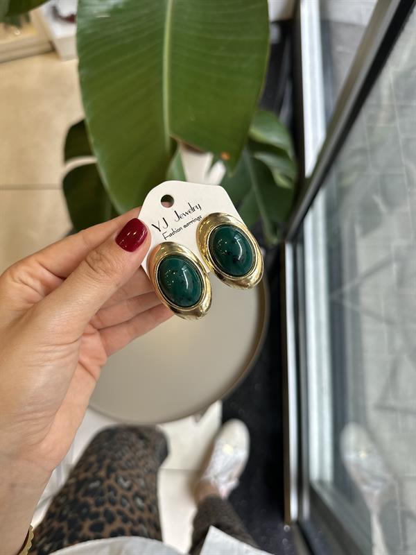 Taşlı Küpe - Yeşil