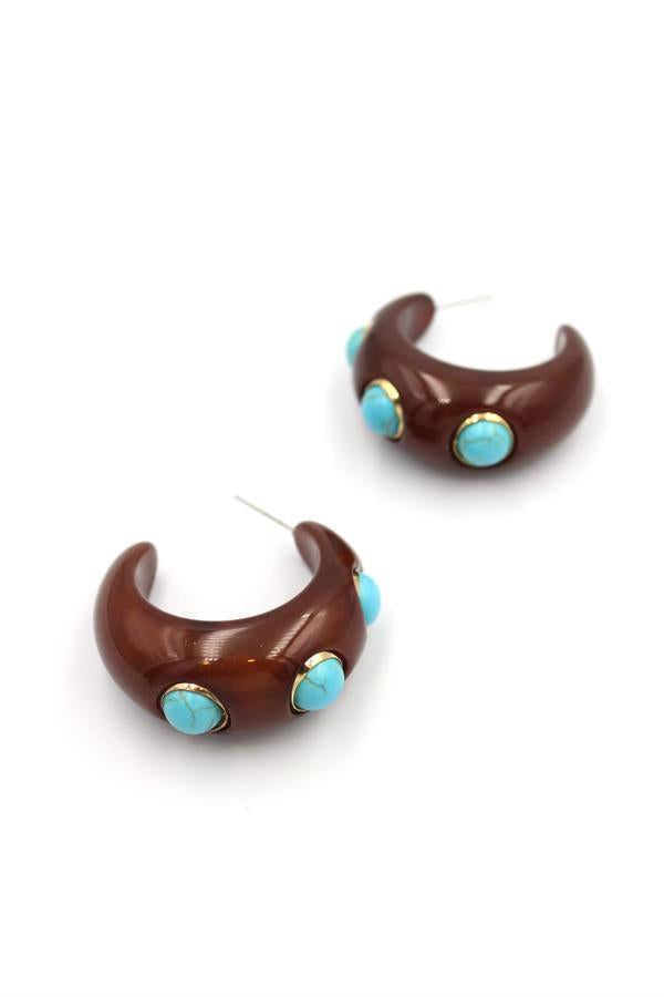 Halka Küpe - Kahverengi