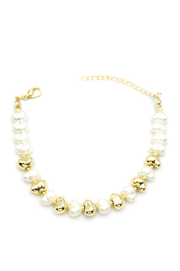 İnci Bileklik - Altın