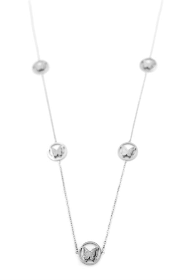 Kelebek Kolye - 90 cm - Gümüş