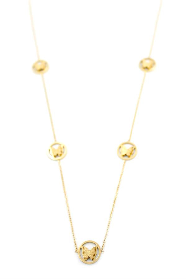 Kelebek Kolye - 90 cm - Altın