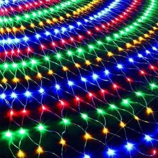BUFFER® 1x2 Metre Dekoratif File Ağ Perde 192 LED 8 Animasyonlu Farklı Işık Modu RGB Fişli - UcuzaGeliyor