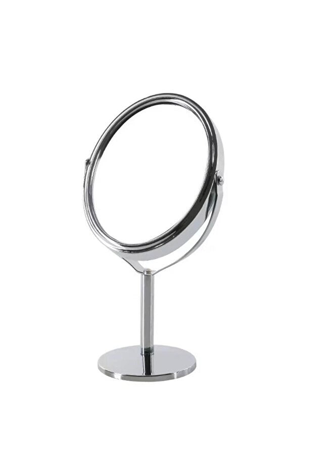 sonx Oval Masaüstü Ayaklı 360° Dönebilen çift taraflı büyüteçli krom ayna 18X10cm