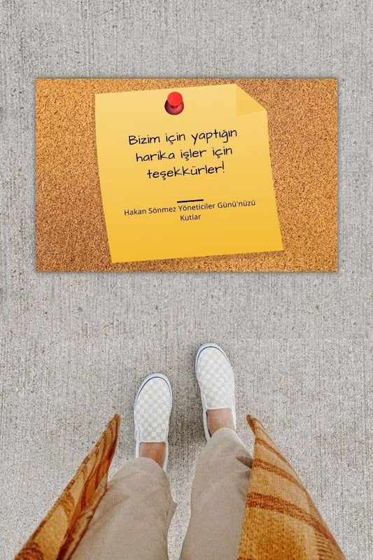Dijital Baskı Dekoratif Not Kahverengi Kapı Önü Paspası K-1272 - UcuzaGeliyor