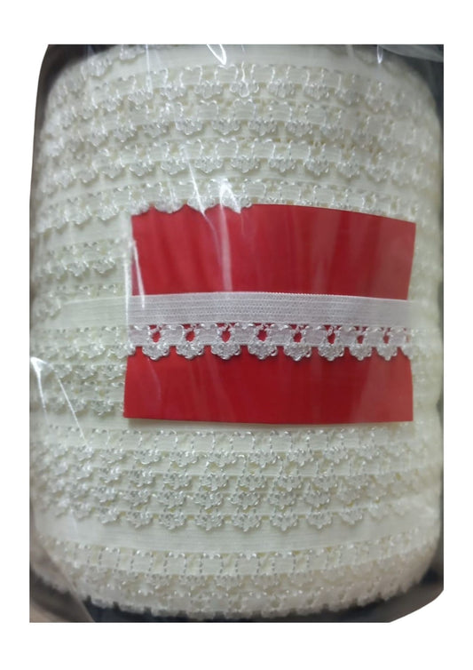 Çamaşır Lastiği Dantelli 1 cm 1 Metre Kırık Beyaz - UcuzaGeliyor