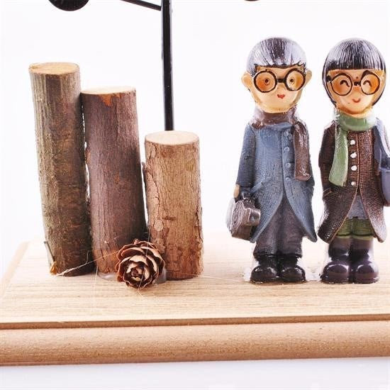 BUFFER® Pilli Işıklı Romantik Çift Tema Büyük Boy Dekoratif Ahşap Biblo - UcuzaGeliyor