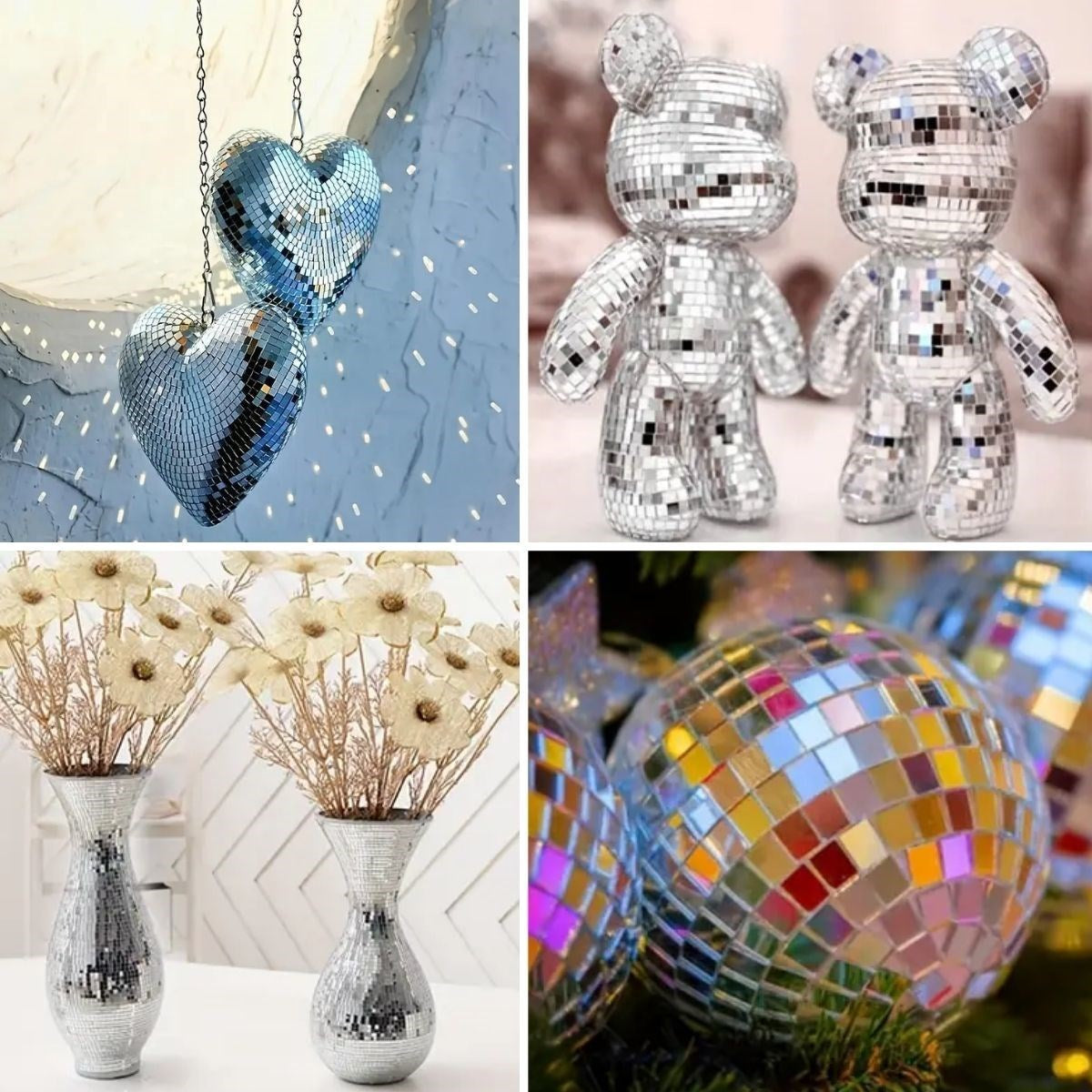 GENEL®1 Metre Uzunluğunda Gümüş Renk Aynalı Mozaik Taşlı Dekor Bandı 4 cm x 1 mt - UcuzaGeliyor