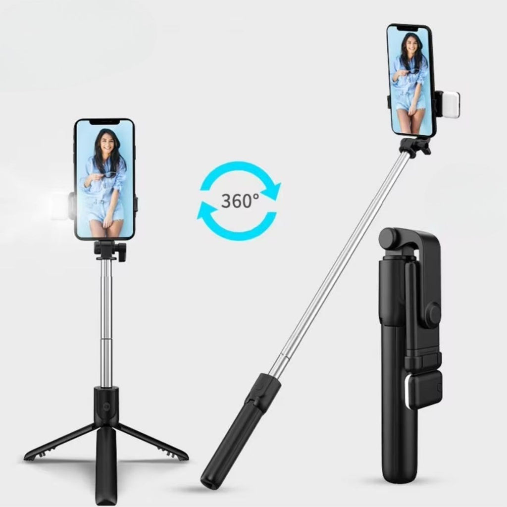 BUFFER® Kendiliğinden LED Işıklı Kumandalı Uzayabilen Selfie Çubuğu,Masa Üstü Tripod