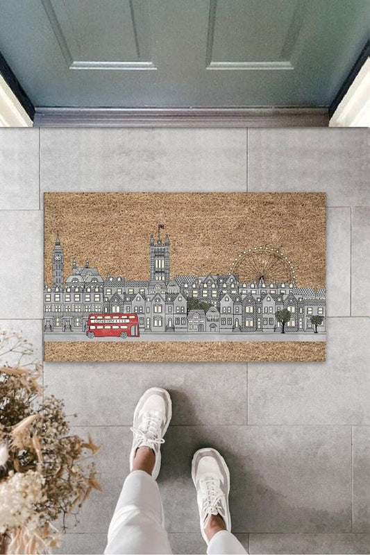 Dijital Baskı Bej London City Paspas K-3152 - UcuzaGeliyor