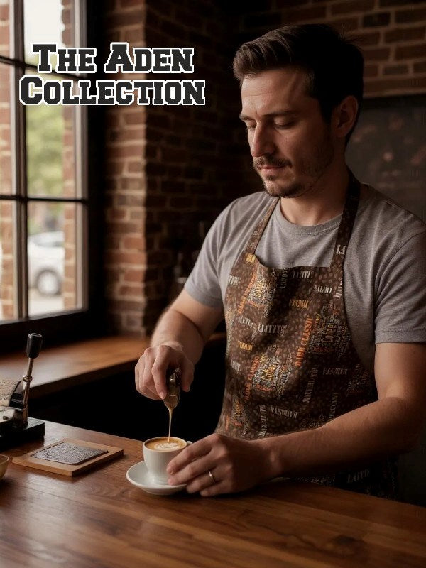 Kahve Desenli barista Önlük