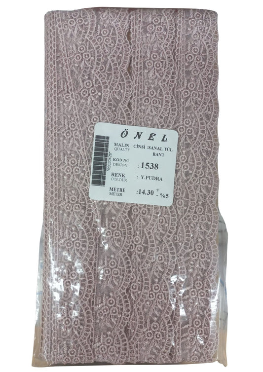 Dantel Polyester Sanal Tül Bant Y.Pudra 14,30 Metre En 3 cm ON-1538-PU - UcuzaGeliyor