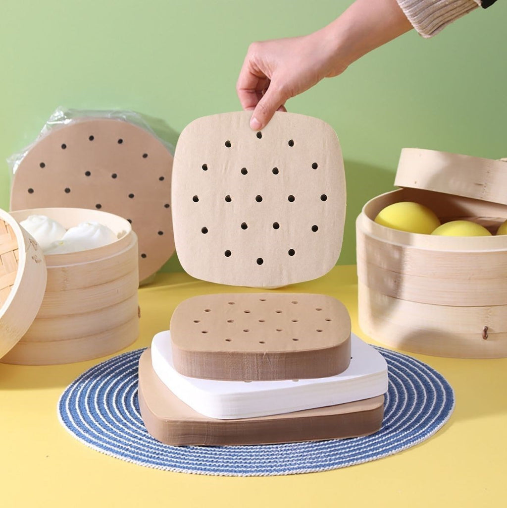 GENEL® 250 Adet Air Fryer Pişirme Kağıdı Tek Kullanımlık Hava Fritöz Yağ Geçirmez Yapışmaz Gıda Pişirme Kağıdı Delikli Kare Model