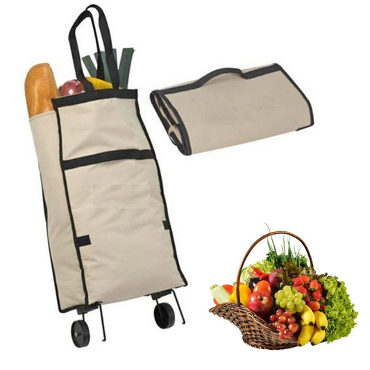 BUFFER® Katlanabilir Tekerlekli Market Çantası,Çok Amaçlı Pazar Arabası,Portatif Alışveriş Bez Torbası - UcuzaGeliyor