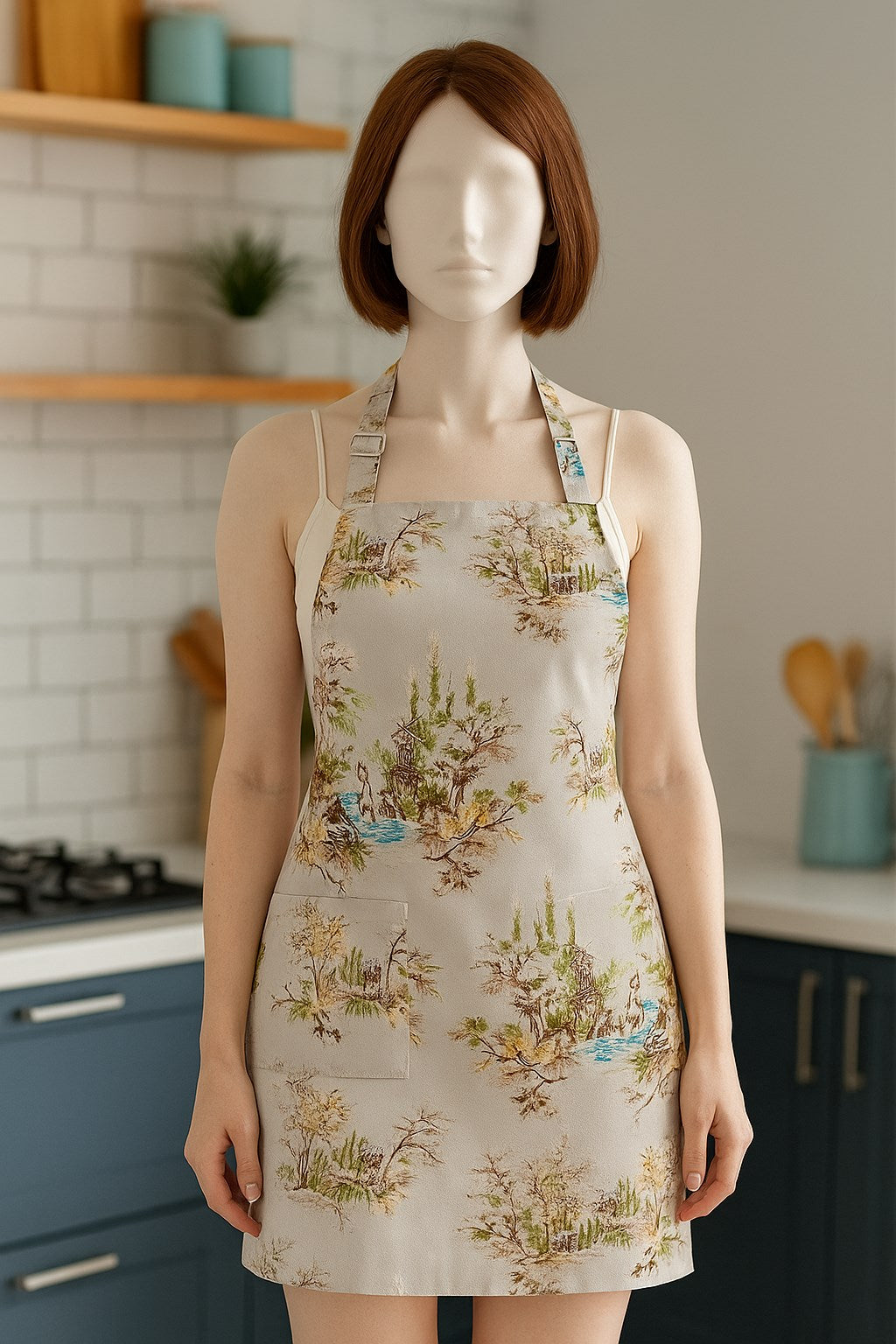 Su iticili Mutfak Önlüğü Manzara Desenli