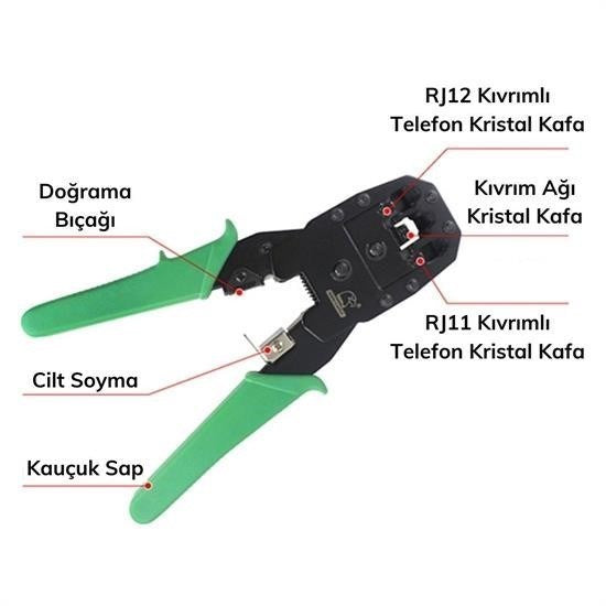 GENEL® 3ü 1 Arada Modüler Kablo Sıkma,Soyma ve Kesme Pensesi