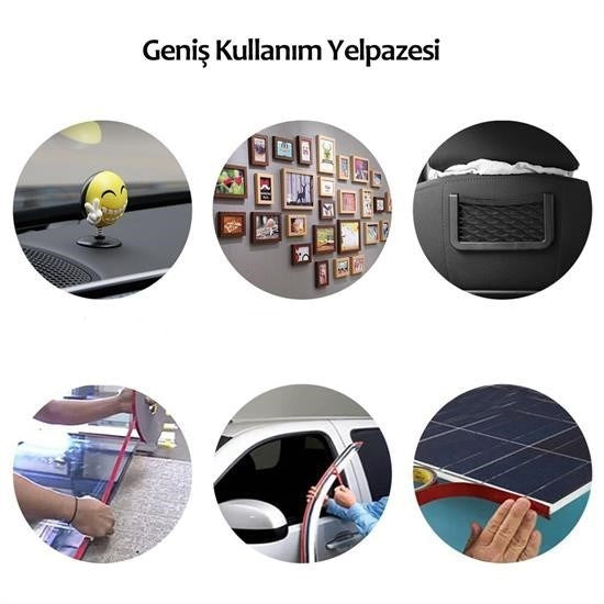 GENEL® 2 Metre Güçlü Yapışkanlı Çift Taraflı Slikon Pratik Şeffaf Bant