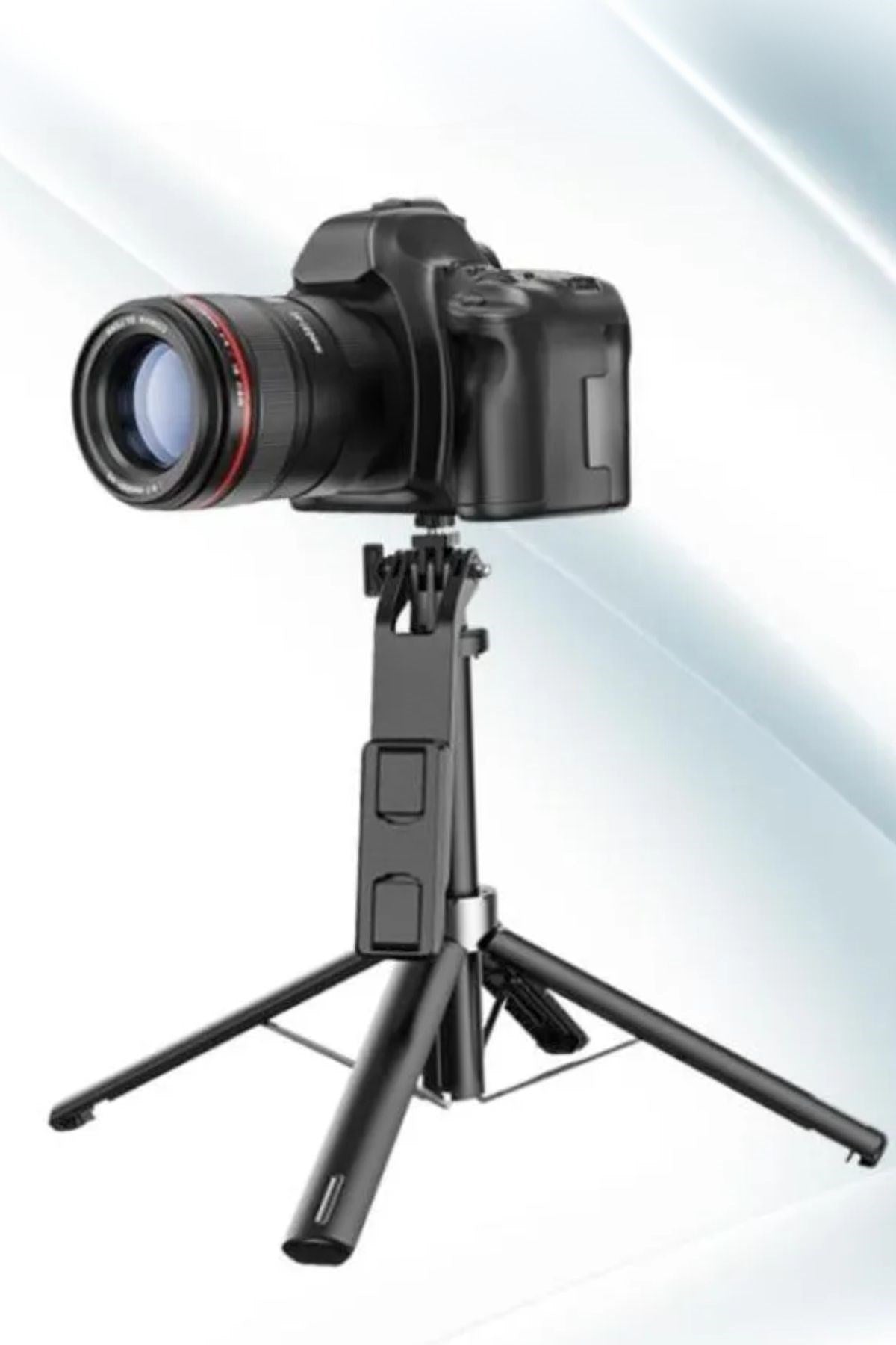 BUFFER® Fotoğraf Makinası ve Telefon Takılabilen 2si 1 Arada 2.2m Uzayan Selfie Çubuğu Kumandalı Tripod