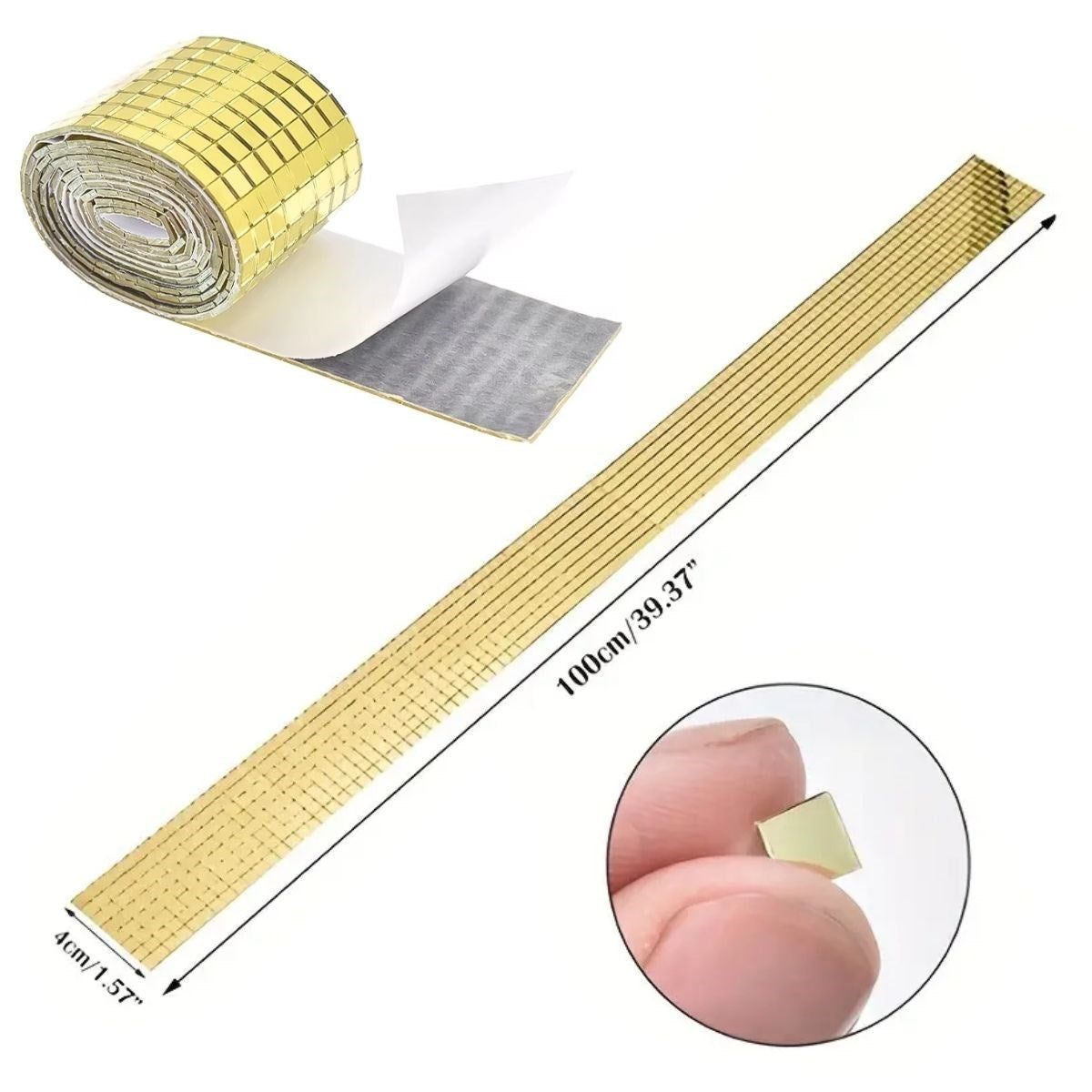 GENEL®1 Metre Uzunluğunda Gold Renk Aynalı Mozaik Taşlı Dekor Bandı 4 cm x 1 mt - UcuzaGeliyor