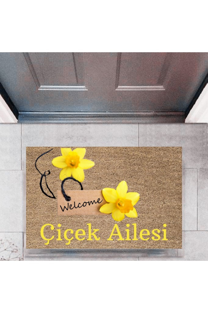 Kapı Önü Paspası Dekoratif Dijital Baskı Welcome P-2462 - UcuzaGeliyor