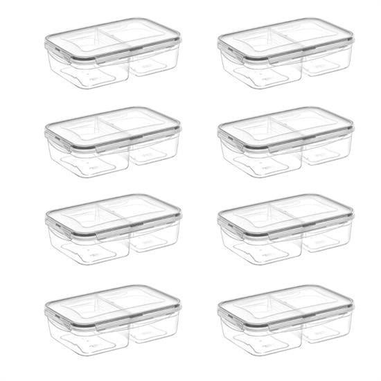 GENEL® 2 Bölmeli 1+1 Litre Kilitli Kapaklı Erzak Saklama Kabı LC-525