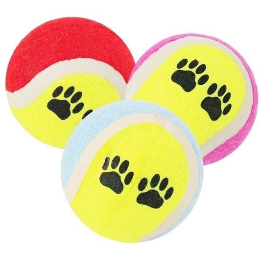 BUFFER®  3lü Renkli Desenli Tenis Topu Kedi Köpek Oyuncağı - UcuzaGeliyor