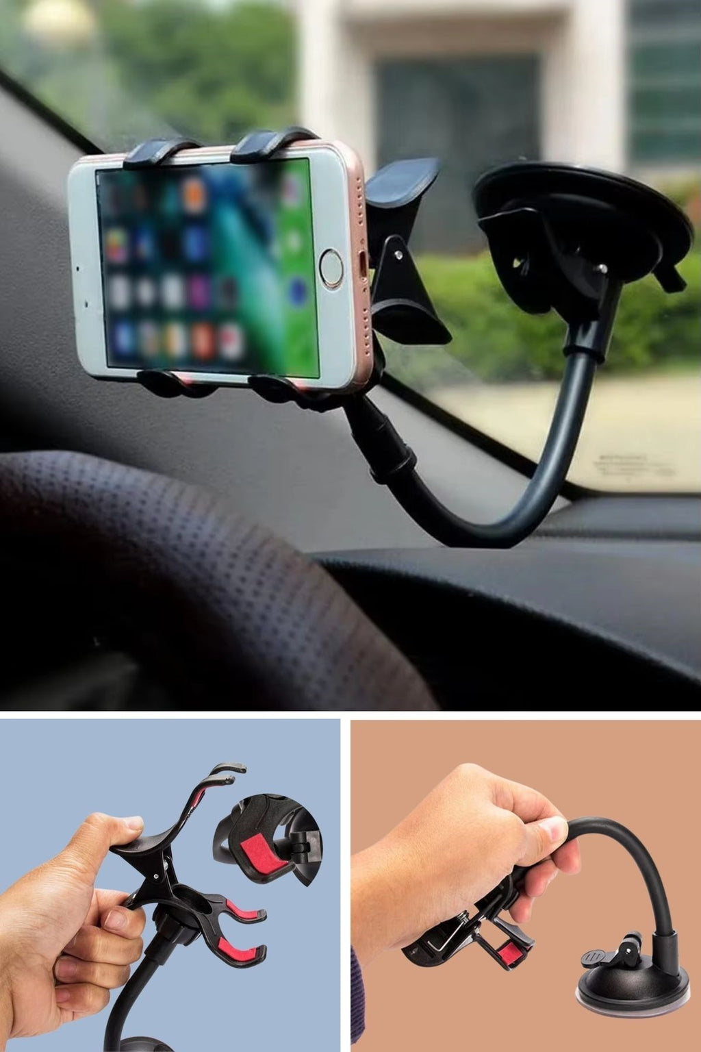 BUFFER® Akrobat Cama Sabitlenen Güçlü Vakumlu 360 Derece Dönen Tüm Modellere Uyan Oto Telefon Tutucu