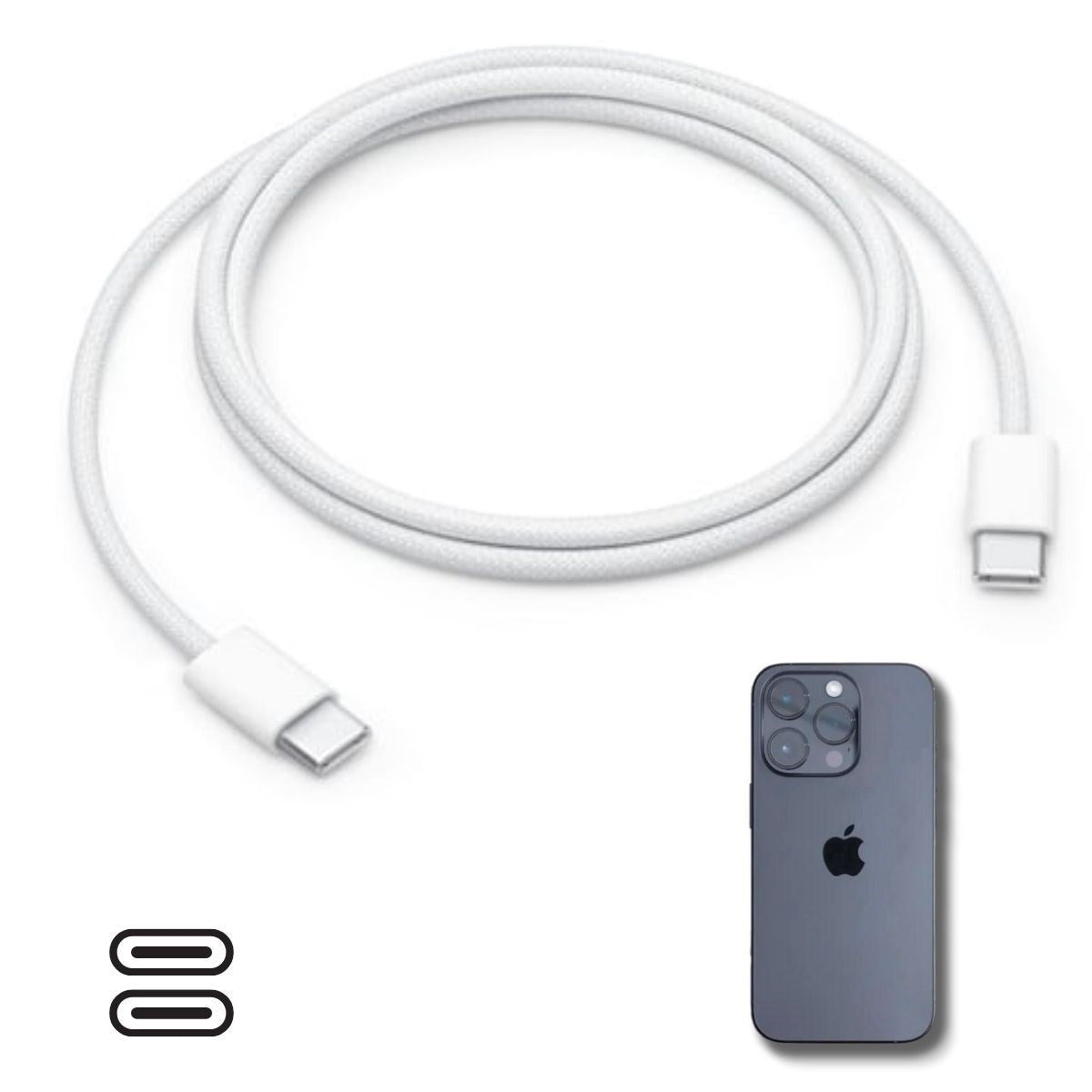 BUFFER® Apple 15/15 Pro Type-C to Type-C Hasır Örgü Hızlı Şarj Kablosu (1m) - UcuzaGeliyor