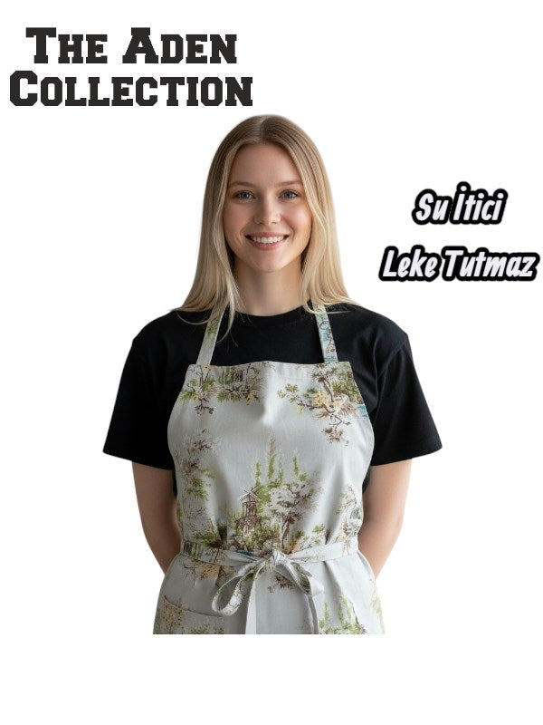 Su iticili Mutfak Önlüğü Manzara Desenli