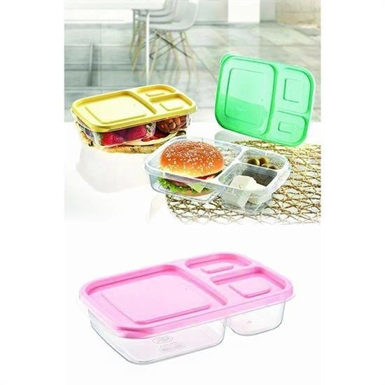 GENEL® 3 Bölmeli Sefer Tası Pratik Kolay Gıda Diyet Saklama Erzak Kabı