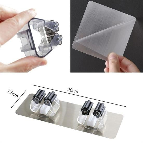 GENEL® Pratik Organizer 4lü Yapışkanlı Fırça Paspas Mop Fırça Sabitleyici Ergonomik Alet Aparatı