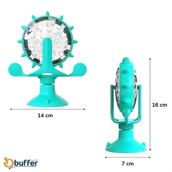 Buffer® Vantuzlu Zilli İnteraktif Dönebilen Mama Kaplı Renkli Eğlenceli Eğitici Kedi Oyuncağı