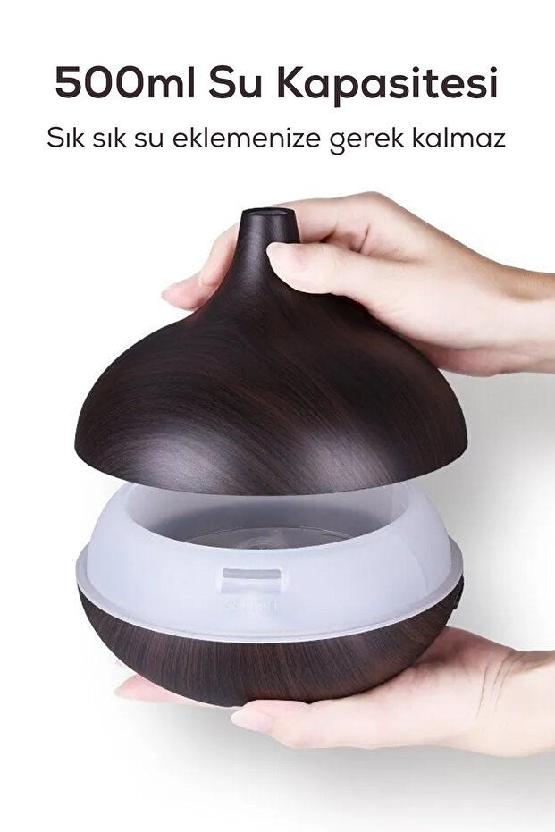 Aroma Difüzör Gece Işığı BEYAZ PARKE DESEN 7 Led Nemlendirici Kumandalı 550 ml Buhar Makinesi