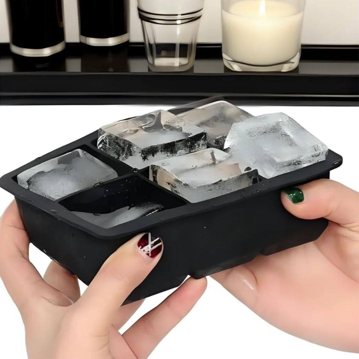 GENEL® 6'lı XL Küp Şeklinde Silikon Kolay Çıkabilen Buz Kalıbı