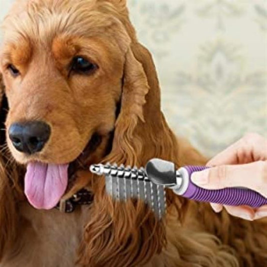 BUFFER® Düğüm Açıcı Pet Fırçası Emniyetli Uzun ve Çelik Dişli Kedi Köpek Tüy Kıtık Açma Tarağı - UcuzaGeliyor