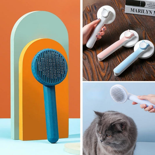 BUFFER® Basmalı Kedi Köpek Tüy Toparlayıcı Masaj Etkili Pet Fırçası - UcuzaGeliyor