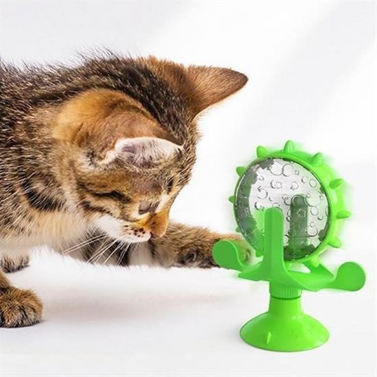 Buffer® Vantuzlu Zilli İnteraktif Dönebilen Mama Kaplı Renkli Eğlenceli Eğitici Kedi Oyuncağı - UcuzaGeliyor