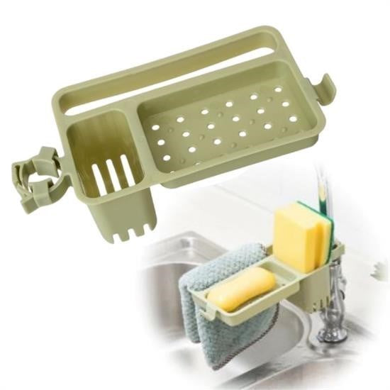 BUFFER® Musluğa Takılan Sünger Havlu Askılı Sabun Hazneli mutfak Banyo Lavabo Düzenleyici Organizer - UcuzaGeliyor