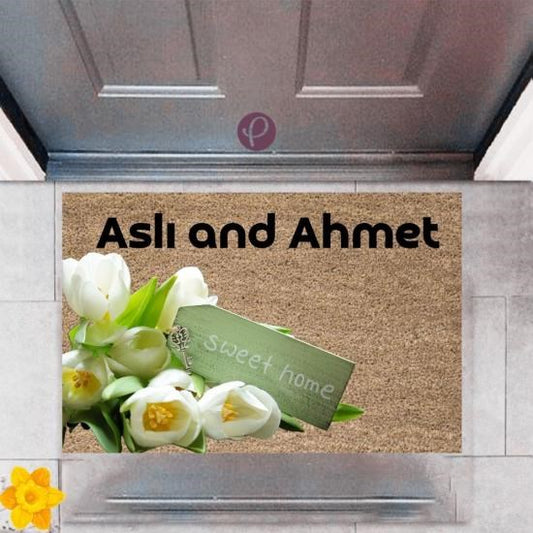 Kapı Önü Paspası Dekoratif Dijital Baskı Sweet Home P-2440 - UcuzaGeliyor