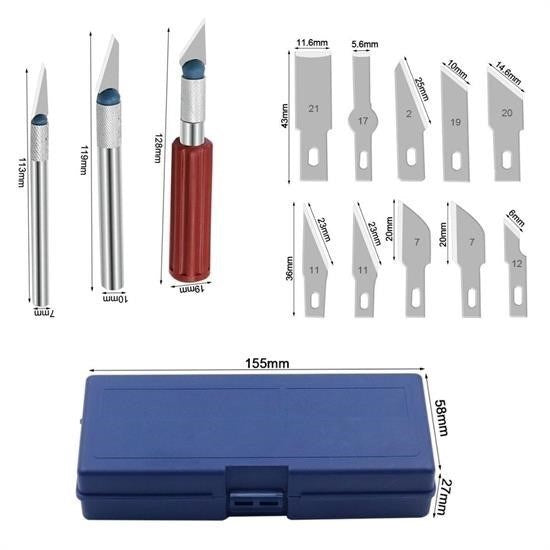 GENEL® Zanaat 16 Parça Hobi Gravür Ahşap Heykel Çömlek Oyma Şekil Verme 13 Maket Bıçak Neşter Seti - UcuzaGeliyor