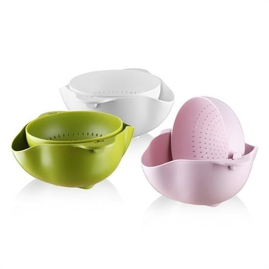 GENEL® Çok Amaçlı 360 Derece Dönebilir Pratik Hazneli Mutfak Süzgeç Elek