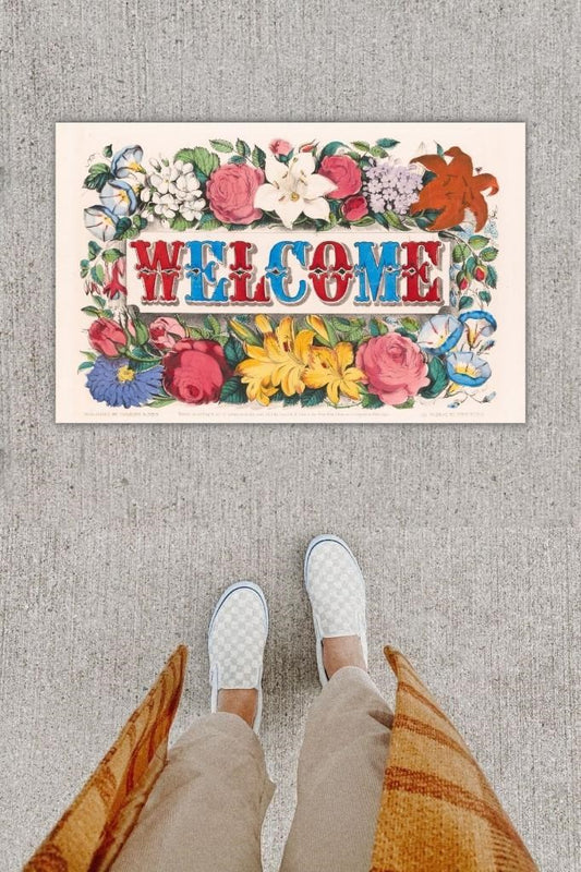 Dijital Baskı Dekoratif Welcome Renkli Kapı Önü Paspası K-1249 - UcuzaGeliyor