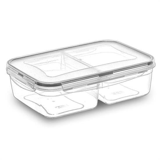 GENEL® 2 Bölmeli Sızdırmaz Contalı Kilitli Kapaklı 1 Litre Erzak Saklama Kabı -LC505