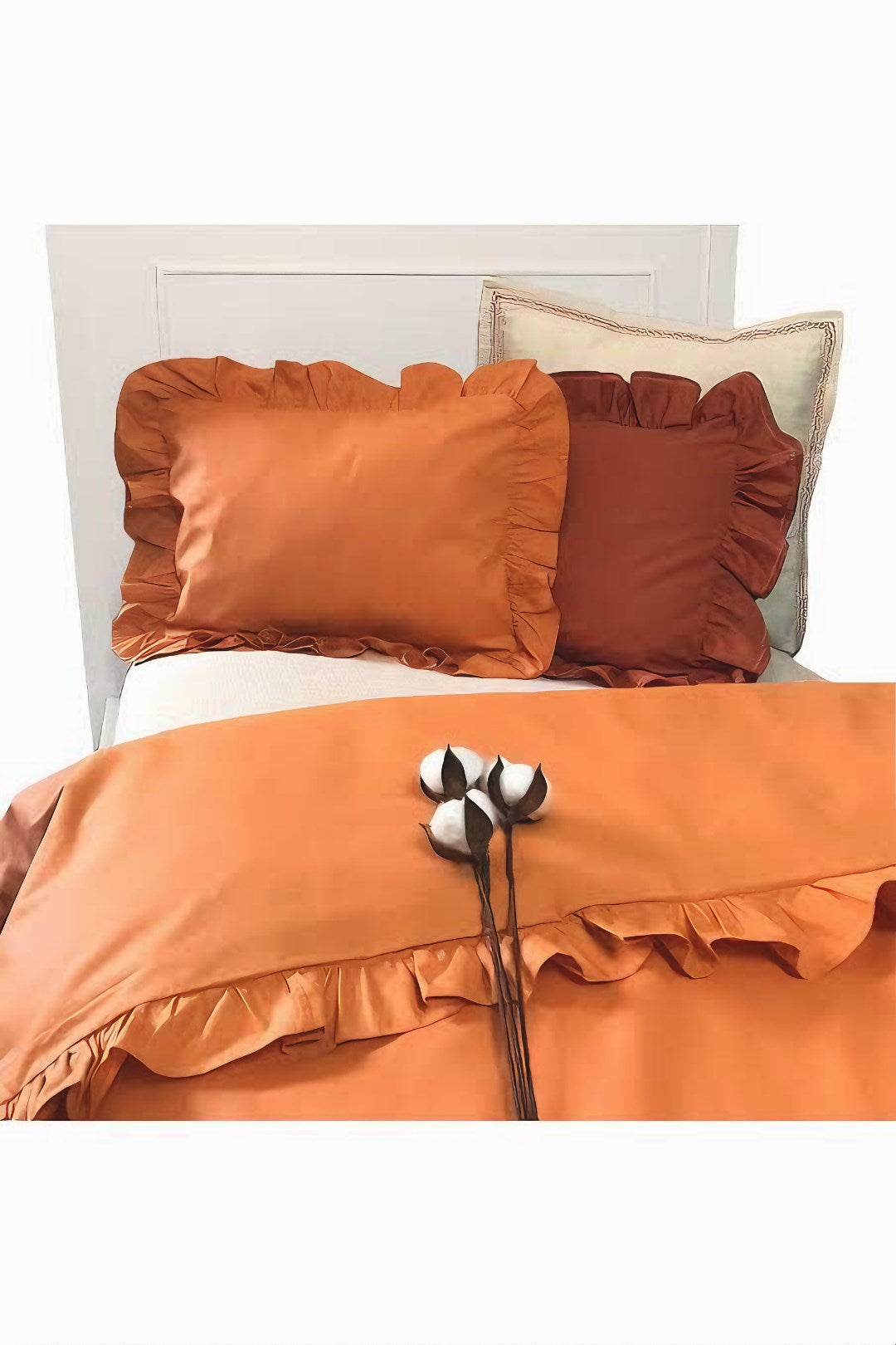 Turuncu fırfırlı çift kişilik nevresim takımı